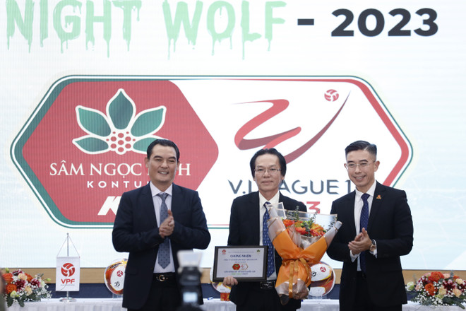 VPF công bố nhà tài trợ chính của V-League 2023 vào chiều ngày 31/1/2023. (Ảnh: CTV/Vietnam+) VPF vẫn chờ đàm phán với HAGL trước giờ V-League 2023 khởi tranh ảnh 1