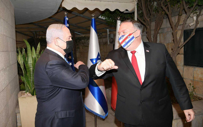 Ngoại trưởng Mỹ Mike Pompeo và Thủ tướng Israel Benjamin Netanyahu. (Ảnh: Times of Israel) Ngoại trưởng Mỹ thăm khu định cư Do Thái tại Bờ Tây ảnh 1