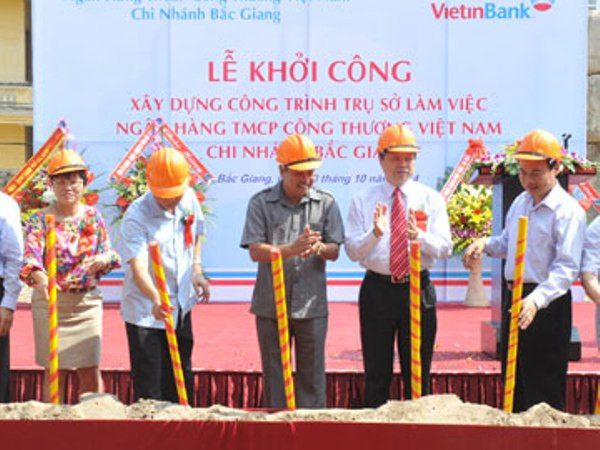 Lễ động thổ khởi công công trình trụ sở VietinBank Bắc Giang. Khởi công xây dựng trụ sở làm việc VietinBank Bắc Giang ảnh 1