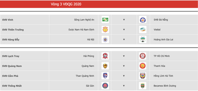 Lịch thi đấu vòng 3 V-League 2020. (Ảnh: VPF) Đội bóng nào hưởng lợi khi V-League 2020 tạm hoãn vì COVID-19? ảnh 4