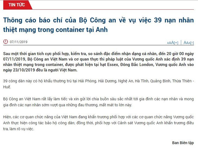 39 nạn nhân thiệt mạng trong container ở Anh đều là người Việt Nam ảnh 2