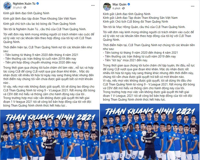 Cầu thủ Quảng Ninh tuyên bố dừng thi đấu vì bị nợ lương, thưởng ảnh 1