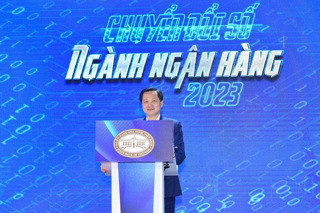 Phó Thủ tướng Chính phủ Lê Minh Khái phát biểu tại sự kiện. (Ảnh: Vietnam+) Chuyển đổi số quốc gia: Hoàn tất xác thực 25 triệu thông tin tín dụng ảnh 2