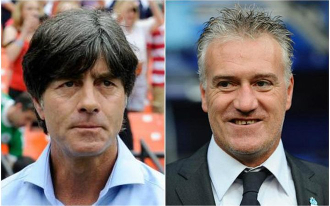 Đại chiến Pháp-Đức sẽ là cuộc đấu trí căng thẳng giữa hai chiến lược gia Joachim Löw (trái) và Didier Deschamps (phải). (Nguồn: telegraph) Tuyển Pháp: Đòi lại món nợ cũ hay thêm nợ mới chất chồng? ảnh 1