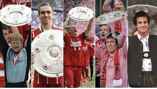 Oliver Kahn, Philipp Lahm, Bastian Schweinsteiger, Arjen Robben và Mehmet Scholl đều có 8 danh hiệu Budesliga và đều cùng Bayern. ( Nguồn: Fc Bayern.com) Müller đứng đầu danh sách cầu thủ vô địch Bundesliga nhiều nhất ảnh 5