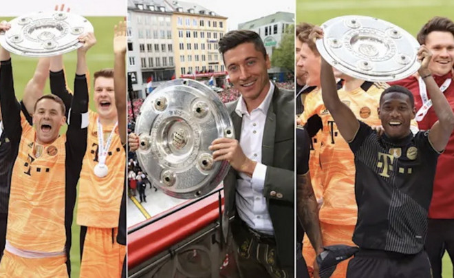 Manuel Neuer, Robert Lewandowski, David Alaba đều có 10 lần vô địch Budesliga. ( Nguồn: Fc Bayern.com) Müller đứng đầu danh sách cầu thủ vô địch Bundesliga nhiều nhất ảnh 3