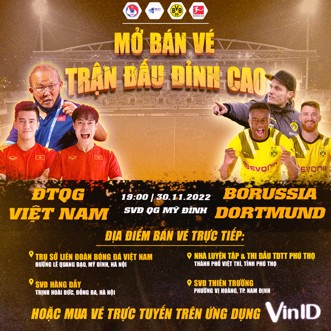 Mở bán trực tiếp vé xem trận Việt Nam-Dortmund tại Nam Định, Phú Thọ ảnh 1