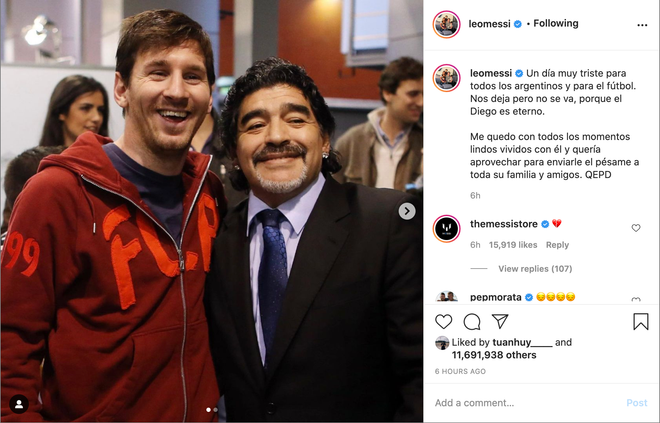 Messi, Ronaldo và nhiều ngôi sao bóng đá đương đại tưởng nhớ Maradona ảnh 1