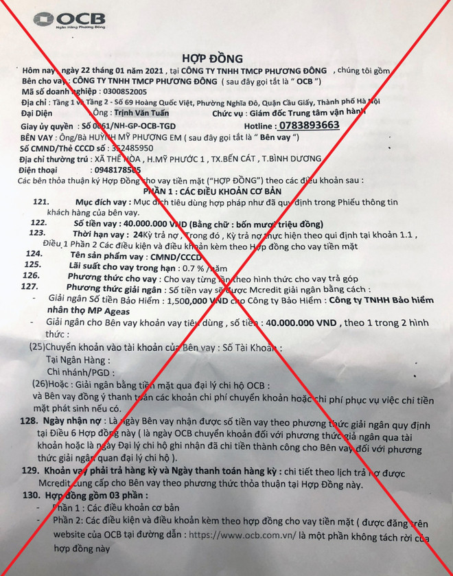 OCB cảnh báo thủ đoạn lừa đảo thu phí hợp đồng vay giả dịp cuối năm ảnh 2