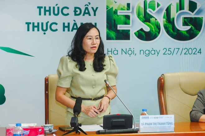 Bà Phạm Thị Thanh Tùng - Phó Vụ trưởng Vụ Tín dụng các ngành kinh tế. (Ảnh: Vietnam+) nganh-ngan-hang-tien-phong-thuc-hien-esg-20240725174933.jpg