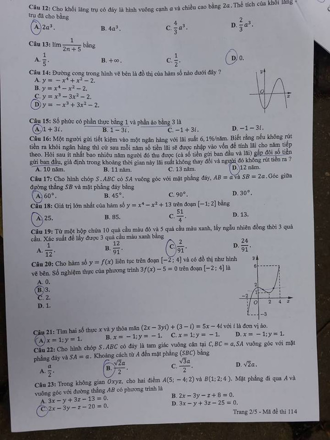 Đề thi chính thức môn Toán Kỳ thi trung học phổ thông quốc gia ảnh 2