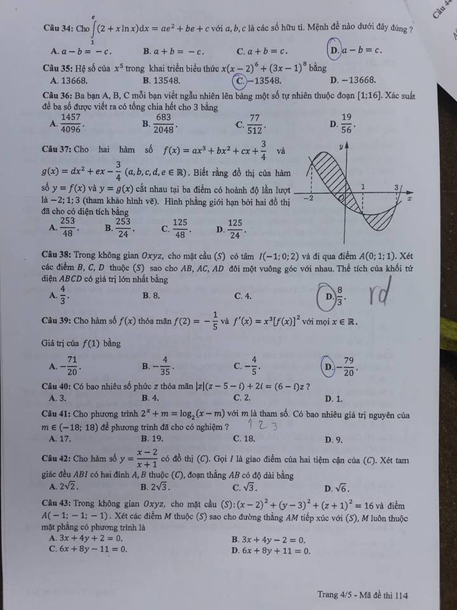 Đề thi chính thức môn Toán Kỳ thi trung học phổ thông quốc gia ảnh 4