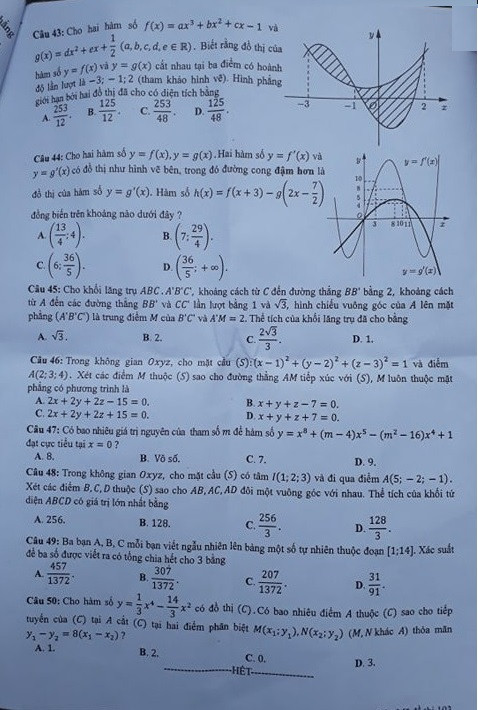 Gợi ý giải đề Toán kỳ thi Trung học Phổ thông Quốc gia năm 2018 ảnh 7