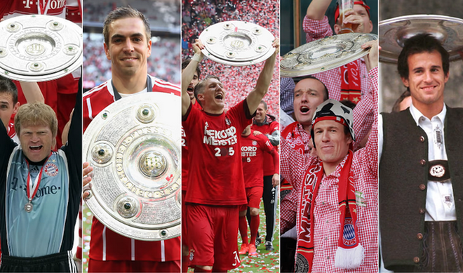 Năm cựu cầu thủ đã dành 8 danh hiệu cùng Bayern. (Ảnh: Nguồn FCB.com) Những cầu thủ Bayern nắm kỷ lục số lần vô địch Đức ảnh 6