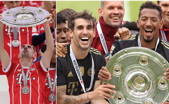 Tất cả số danh hiệu vô địch Đức mà Franck Ribery, Jerome Boateng và Javi Martinez đạt được đều trong màu áo Bayern.(Ảnh: Nguồn FCB.com) Những cầu thủ Bayern nắm kỷ lục số lần vô địch Đức ảnh 5