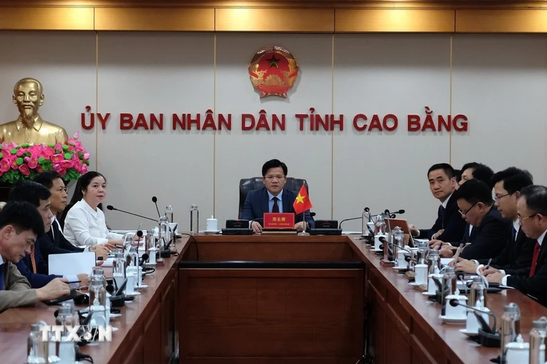 Đoàn đại biểu tỉnh Cao Bằng tham dự hội nghị. (Ảnh: Chu Hiệu/TTXVN)