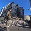 Tòa nhà bị phá hủy sau các đợt không kích của Israel xuống Beirut, Liban. (Ảnh: THX/TTXVN)