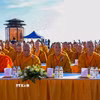 Chư tôn đức Hòa thượng Hội đồng chứng minh Giáo hội Phật giáo Việt Nam tại Đại lễ cầu quốc thái dân an trên đỉnh núi Bà Đen. (Ảnh: Minh Phú/TTXVN)