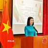 Đại sứ Nguyễn Thị Minh Nguyệt phát biểu tại sự kiện. (Ảnh: Việt Thắng/TTXVN)