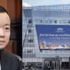Ông trùm Trần Chí và trụ sở của Prince Group ở Campuchia. (Ảnh: HKEJ)