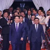 Chủ tịch nước Lương Cường và các đại biểu đến dự buổi lễ. (Ảnh: Văn Điệp/TTXVN)
