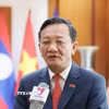 Đại sứ Việt Nam tại Lào Nguyễn Minh Tâm chia sẻ về những đóng góp to lớn của đồng chí Xaysomphone Phomvihane đối với việc bảo vệ, gìn giữ, vun đắp và phát triển mối quan hệ đặc biệt Việt Nam-Lào. (Ảnh: Xuân Tú/TTXVN)