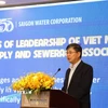 Chủ tịch Hội cấp thoát nước Việt Nam Nguyễn Ngọc Điệp phát biểu tại hội thảo. (Ảnh: Anh Tuấn/TTXVN)