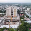 Dự án Chung cư nhà ở xã hội Thành Phố Vàng phần Khu 1A (gồm 4 block) (Tây Ninh) đã hoàn thành phần xây dựng thô, Khu 2A (với 3 block) đang được thi công phần nền móng. (Ảnh: Thanh Tân/TTXVN)
