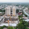 Dự án Chung cư nhà ở xã hội Thành Phố Vàng phần Khu 1A (gồm 4 block) (Tây Ninh) đã hoàn thành phần xây dựng thô, Khu 2A (với 3 block) đang được thi công phần nền móng. (Ảnh: Thanh Tân/TTXVN)