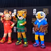 Các linh vật của World Cup 2026 ra mắt tại lễ bốc thăm (từ trái sang): Nai sừng tấm Canada, Báo đốm Mexico và Đại bàng đầu trắng Mỹ. (Ảnh: THX/TTXVN)