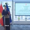 Đại sứ Đỗ Hùng Việt, Trưởng Phái đoàn thường trực Việt Nam tại Liên hợp quốc, phát biểu tại buổi tiếp tân. (Ảnh: Thanh Tuấn/TTXVN)