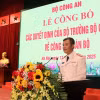 Đại tá Nguyễn Ngọc Quyền, tân Phó Giám đốc Công an thành phố phát biểu nhận nhiệm vụ. (Ảnh: Cổng Thông tin điện tử Công an thành phố Hà Nội)