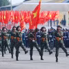 Lực lượng quân đội tham gia hợp luyện diễu binh, diễu hành tại Biên Hòa, Đồng Nai. (Ảnh: Dương Giang/TTXVN)