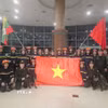 Đoàn công tác cứu hộ, cứu nạn Bộ Công an tại sân bay quốc tế Yangon, Myanmar. (Ảnh: TTXVN phát)