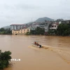 Nước lũ dâng cao trên sông Hiến. (Ảnh: Chu Hiệu/TTXVN.)