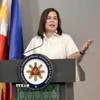 Phó Tổng thống Philippines Sara Duterte phát biểu trong cuộc họp báo ở Manila ngày 7/2/2025. (Ảnh: )Kyodo/TTXVN