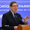 Bộ trưởng Ngoại giao Cuba Bruno Rodríguez phát biểu họp báo tại La Habana. (Ảnh: AFP/TTXVN)