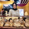 Trang sức vàng được trưng bày tại triển lãm ở Cairo, Ai Cập. (Ảnh: THX/TTXVN)