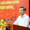 Đồng chí Lê Minh Trí, Ủy viên Bộ Chính trị, Bí thư Trung ương Đảng, Trưởng Ban Nội chính Trung ương, Phó Trưởng Ban Thường trực Ban Chỉ đạo Trung ương về phòng, chống tham nhũng, lãng phí, tiêu cực phát biểu chỉ đạo. (Ảnh: An Đăng/TTXVN)