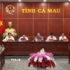 Lãnh đạo hai tỉnh Cà Mau và Bạc Liêu dự Hội nghị. (Ảnh: Kim Há/TTXVN)