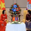 Chủ tịch Quốc hội Campuchia Samdech Khuon Sudary và Phó Chủ tịch Quốc hội, Chủ tịch Hội hữu nghị Việt Nam-Campuchia Nguyễn Thị Thanh. (Ảnh: Tuấn Anh/TTXVN)