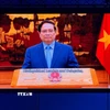 Thủ tướng Chính phủ Phạm Minh Chính gửi thông điệp tới hội nghị. (Ảnh: TTXVN phát)
