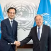 Đại sứ Đỗ Hùng Việt hội kiến Tổng thư ký Liên hợp quốc António Guterres. (Ảnh: Thanh Tuấn/TTXVN)