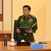 Thống tướng Myanmar Min Aung Hlaing phát biểu tại hội nghị Hội đồng An ninh và quốc phòng quốc gia Myanmar ở Nay Pyi Taw. (Ảnh: THX/TTXVN)