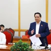 Thủ tướng Phạm Minh Chính phát biểu tại buổi làm việc với Ban Thường vụ Tỉnh ủy Sơn La. (Ảnh: Dương Giang/TTXVN)