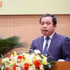 Bí thư Thành ủy Hà Nội Trần Đức Thắng phát biểu chỉ đạo kỳ họp. (Ảnh: Văn Điệp/TTXVN)