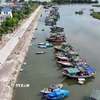 Tàu thuyền của ngư dân tại Khu neo đậu tránh trú bão Cửa Sót (xã Lộc Hà). (Ảnh: Hữu Quyết/TTXVN)