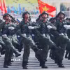 Lực lượng quân đội tham gia hợp luyện diễu binh, diễu hành tại Biên Hòa, Đồng Nai. (Ảnh: Dương Giang/TTXVN)