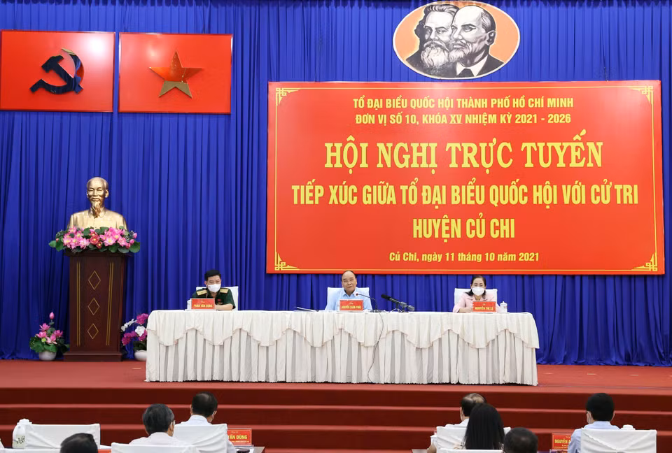 Quang cảnh buổi tiếp xúc cử tri. (Ảnh: Thống Nhất/TTXVN)