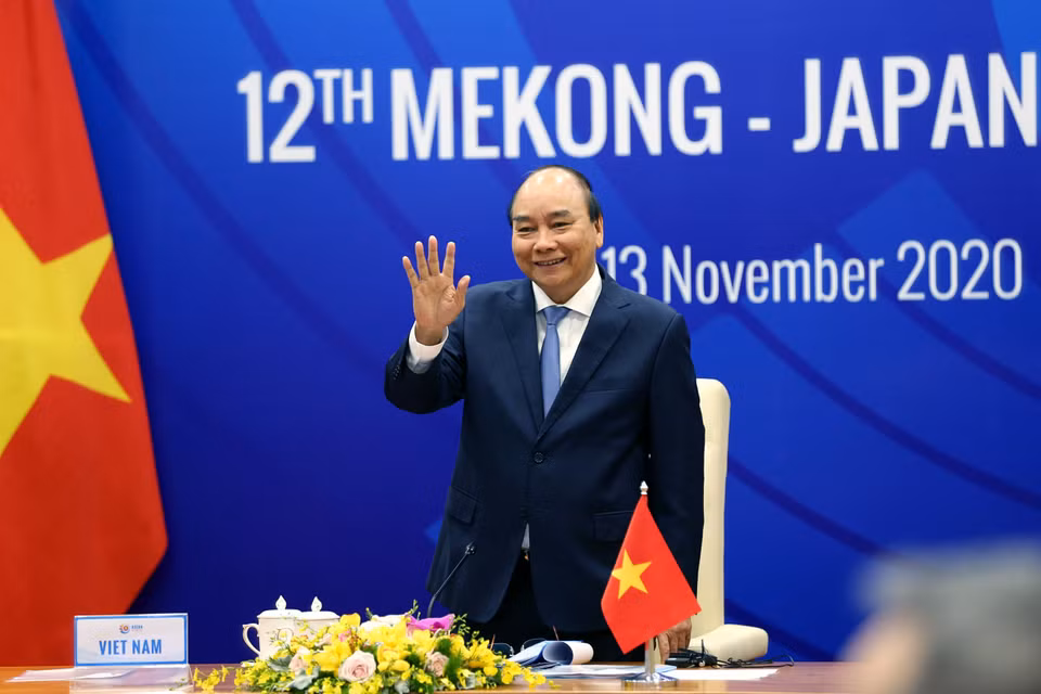 Kết thúc hội nghị, các nhà lãnh đạo đã thông qua Tuyên bố chung Hội nghị Cấp cao Mekong-Nhật Bản lần thứ 12. (Ảnh: Thống Nhất/TTXVN)